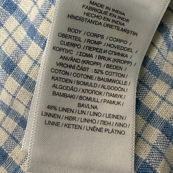 Double RL Ralph Lauren Short Sleeve Blue & White Check  Linen Blend Size Large - Picture 11 of 15